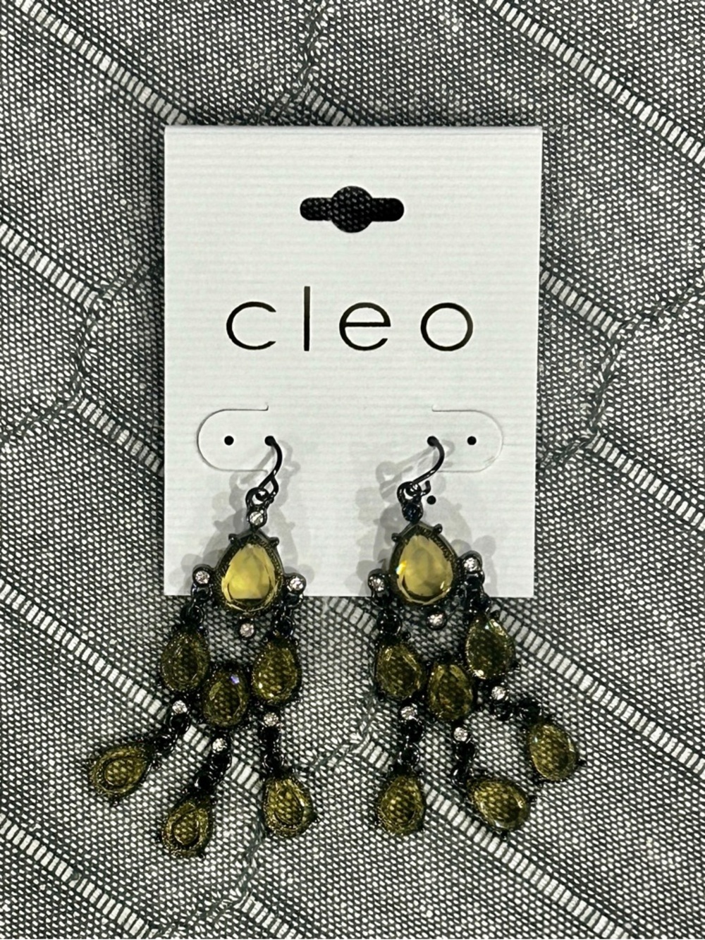 cleo Olive Teardrop Chandelier Earrings with Yellow-Green Stones